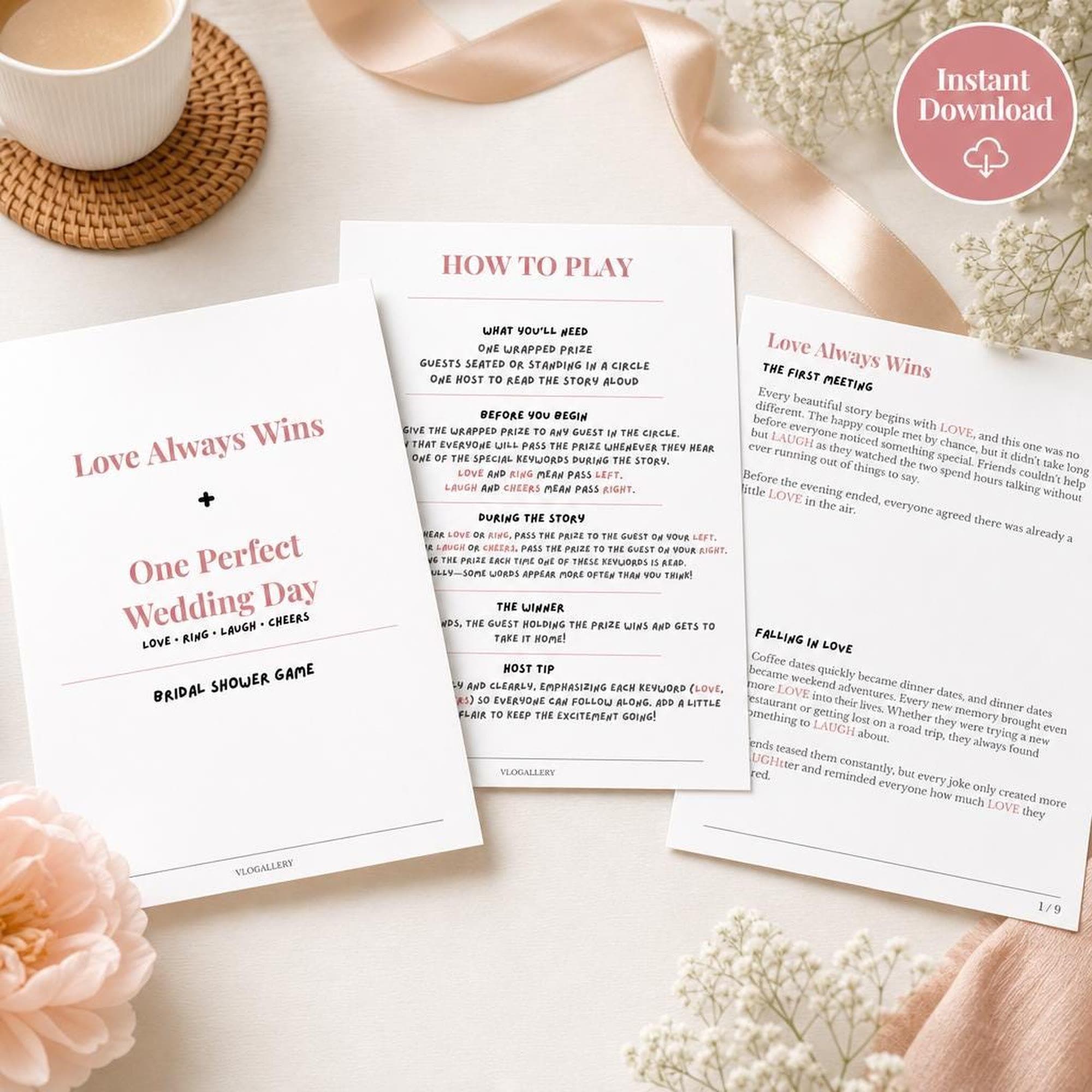 Bridal Shower Pass the Present Game | Printable Wedding Story Activity | Hen Party Celebration