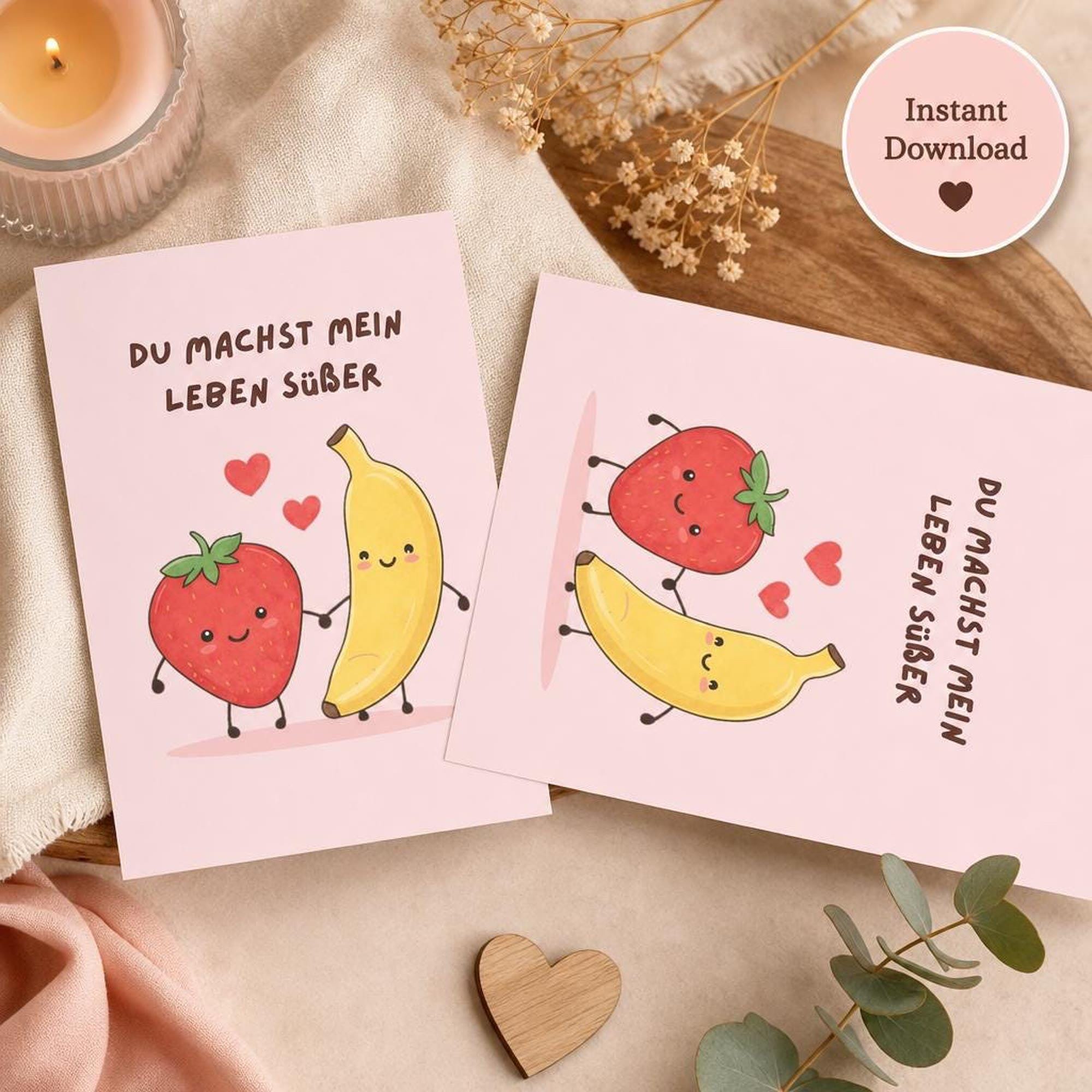 Liebeskarte zum Ausdrucken | Süße PDF Valentinstag | Partner zum Jahrestag