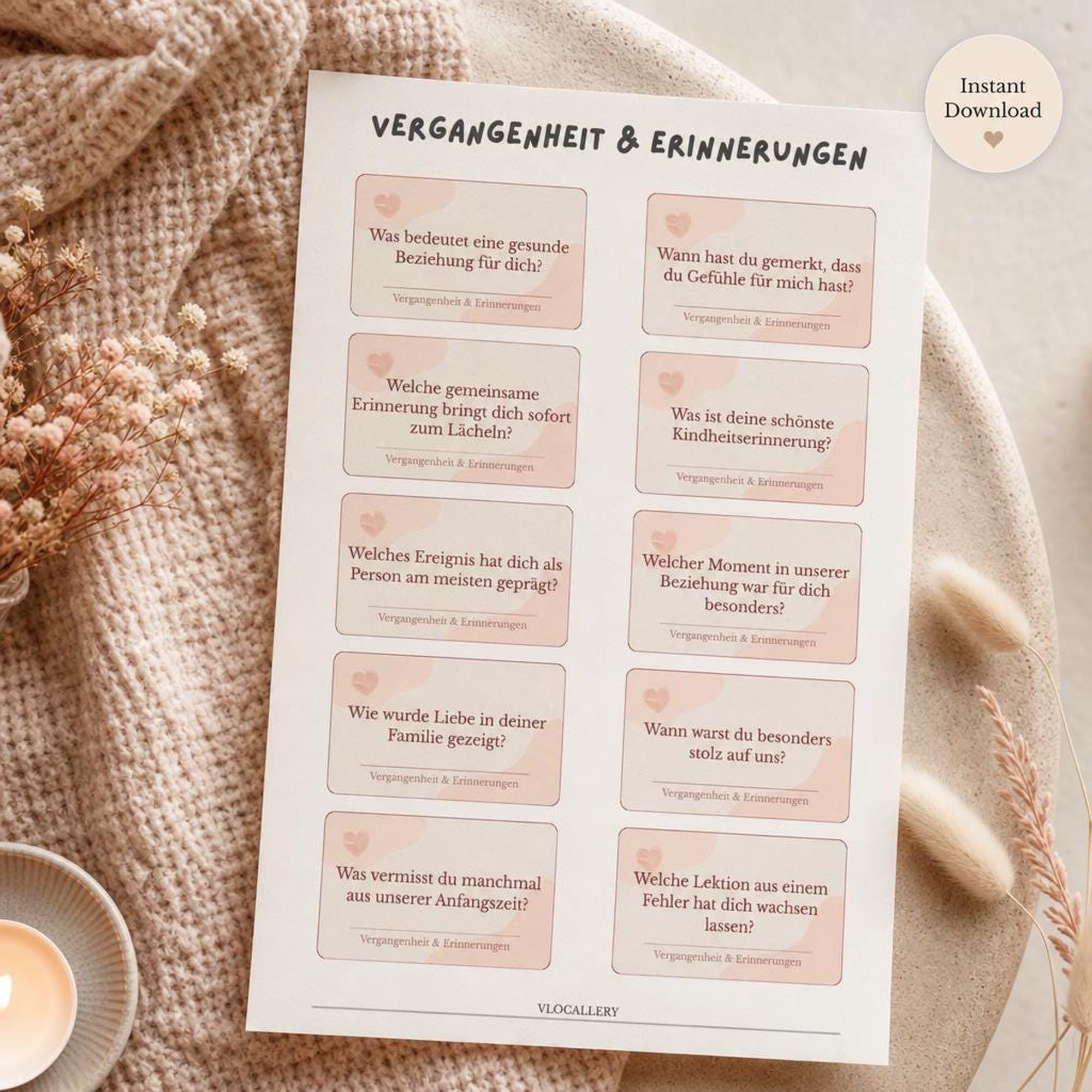 Paarfragen zum Kennenlernen | 100 Beziehungsfragen als PDF | Date Night für Verliebte