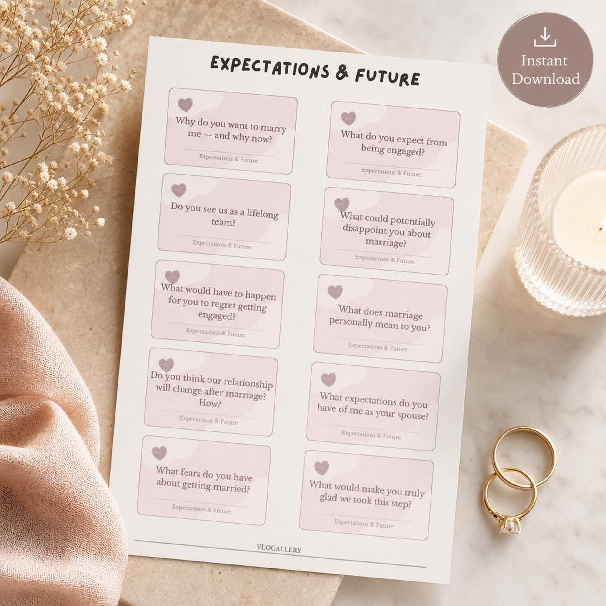Premarital Questions for Couples | Printable Conversation Cards | Engagement Date Night