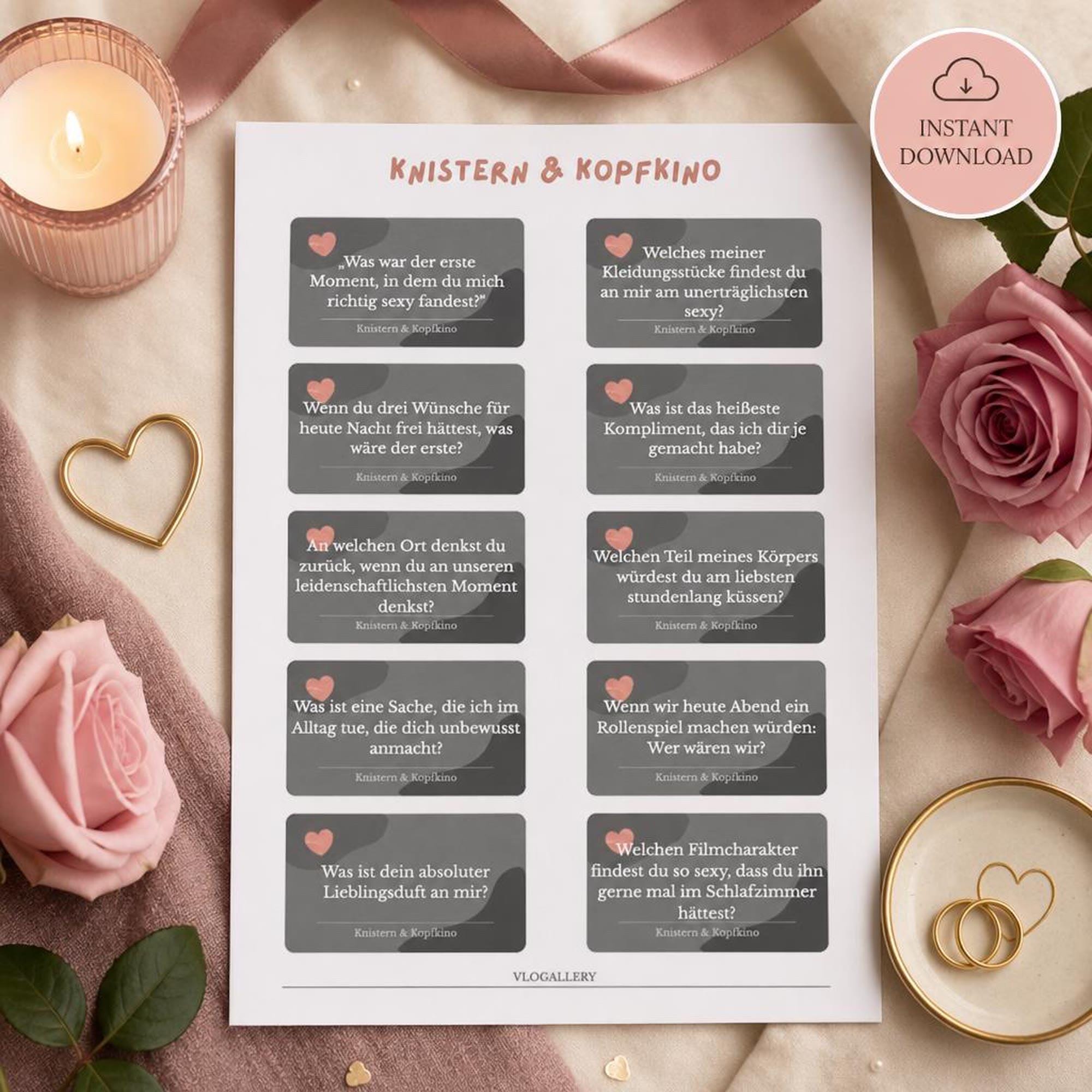 Spicy Fragen für Paare | Intime Gesprächskarten als PDF | Date Night zu zweit