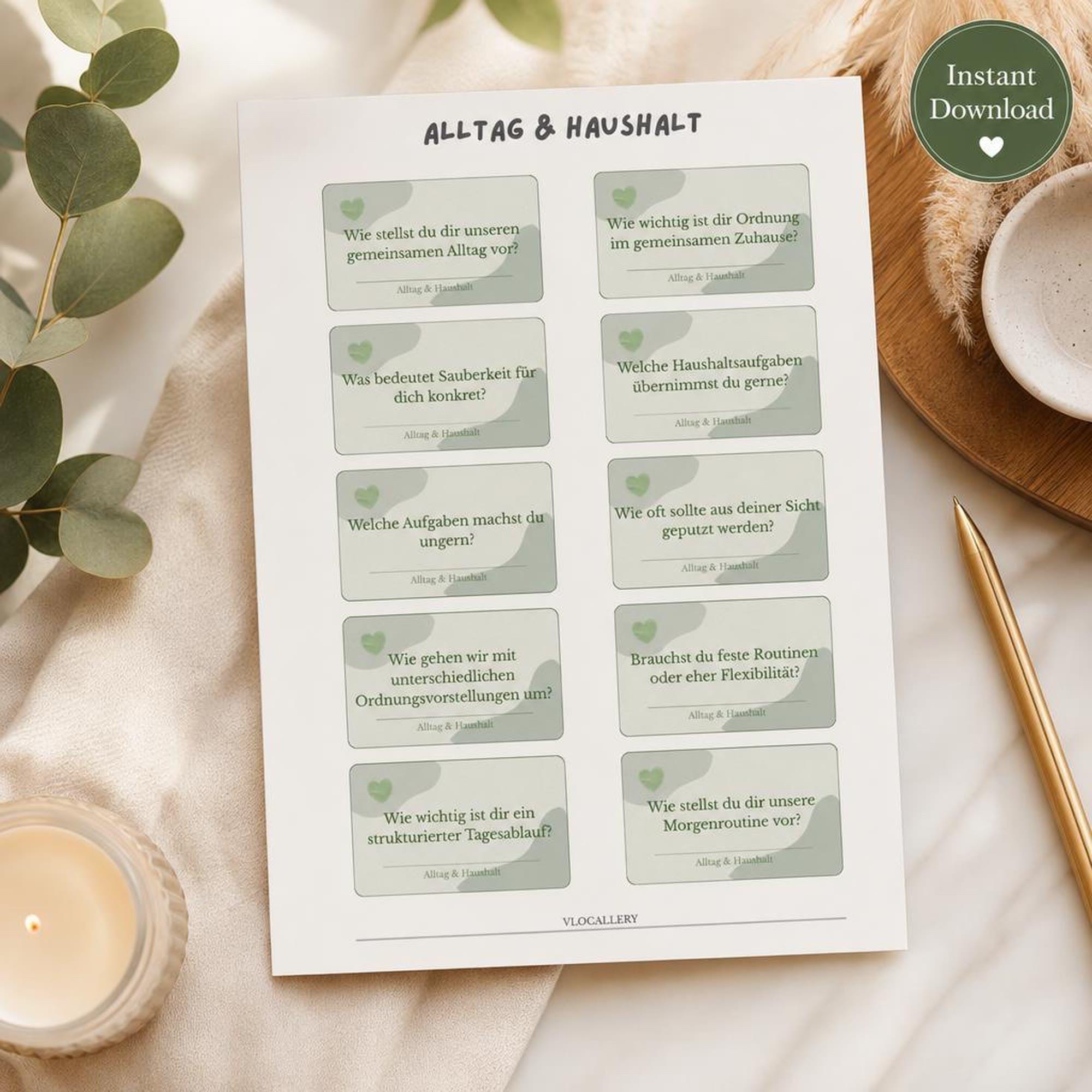 Zusammenziehen Fragen Paare | Digitale Beziehungskarten PDF | Date Night vor dem Einzug